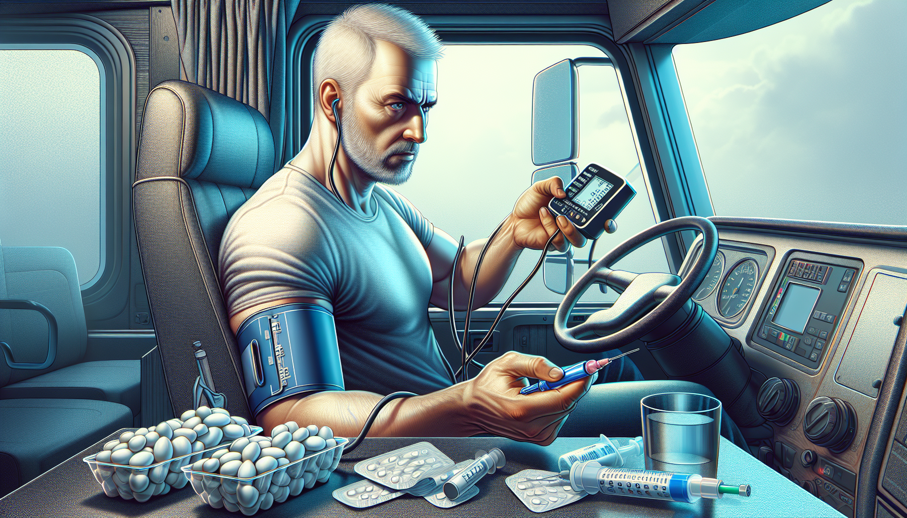 Illustration of a driver managing their health condition for a 3-month DOT medical card