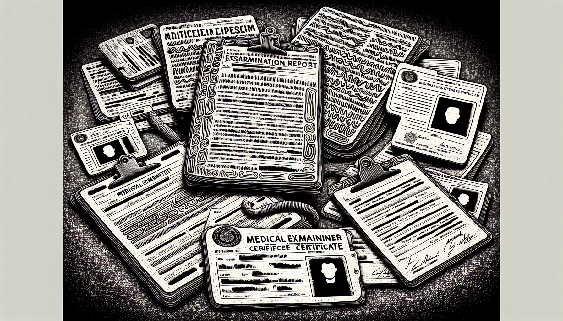 Various medical documents including Medical Examination Report and Medical Examiner's Certificate. 