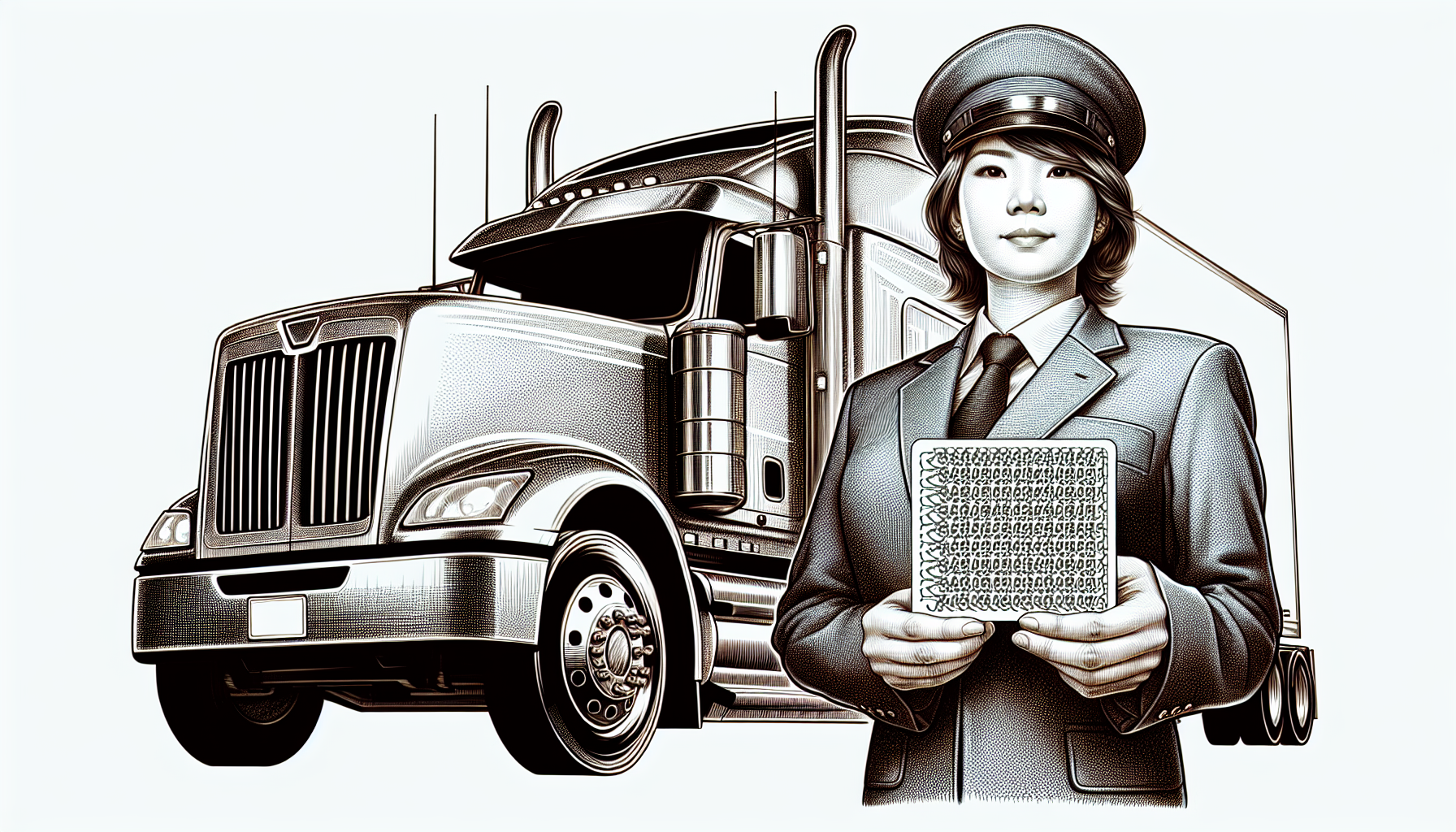 Illustration of a commercial driver holding a 3-month DOT medical card