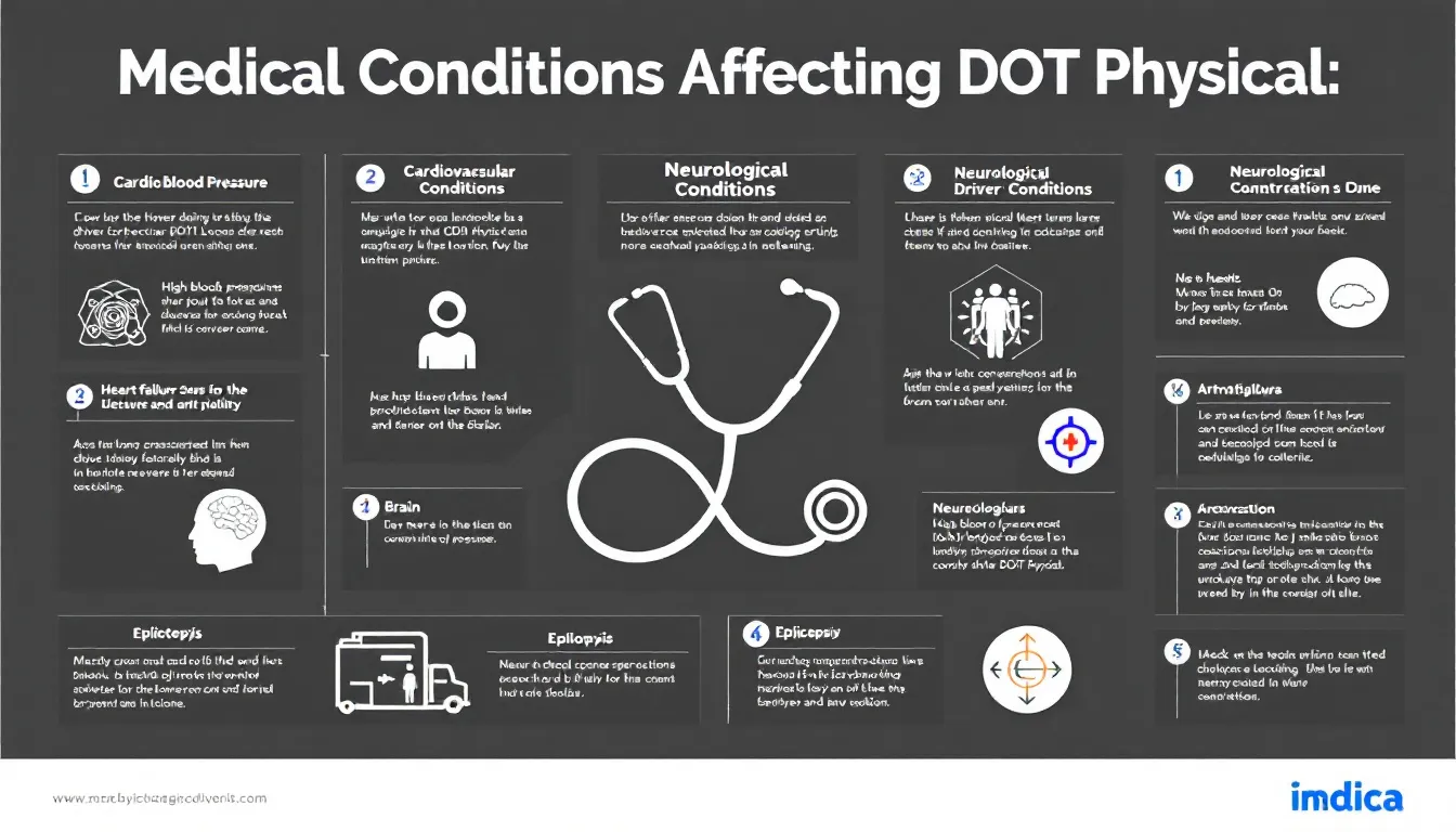 Common DOT medical conditions affecting DOT physicals, including visual and auditory assessments.