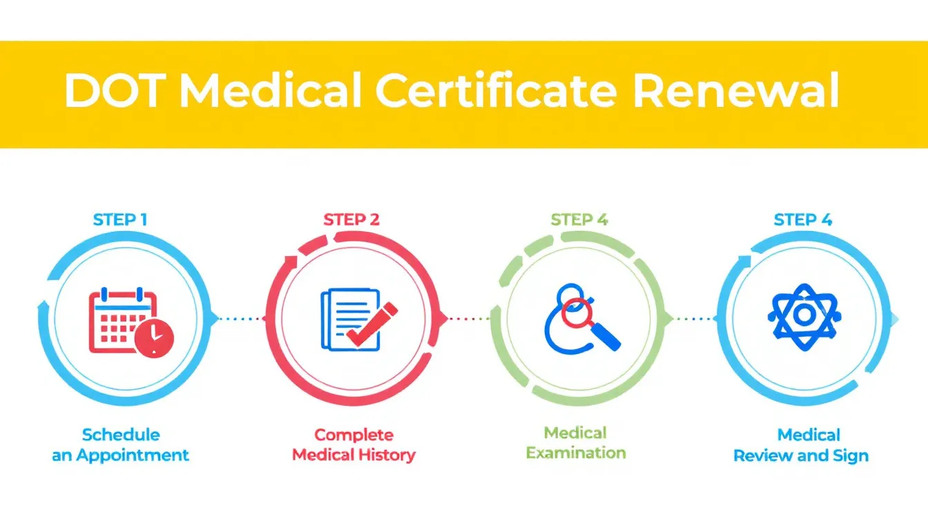 A visual representation of the renewal process for a DOT medical certificate with a focus on compliance.
