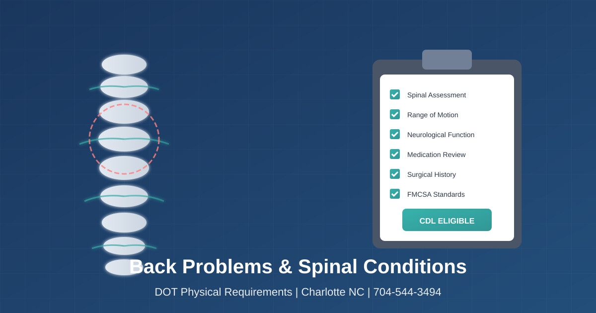 Back problems and spinal conditions for the DOT physical.