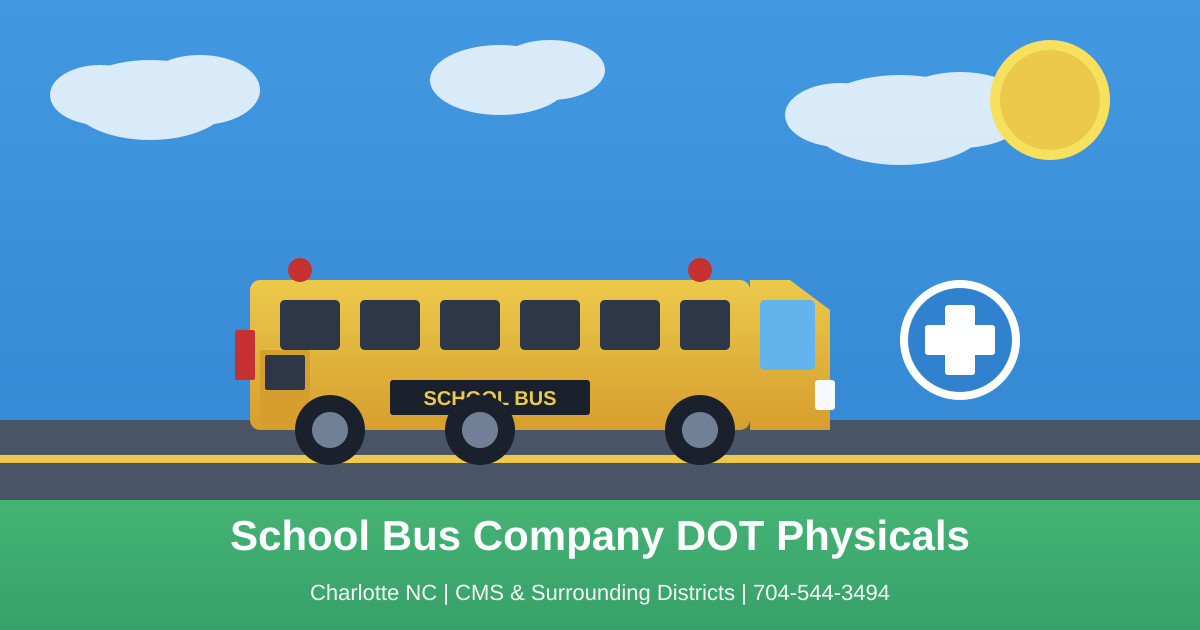 School Bus Company DOT Physicals Charlotte NC | Fleet Services for Bus Contractors 1 School bus company DOT physicals in Charlotte and the surrounding areas.